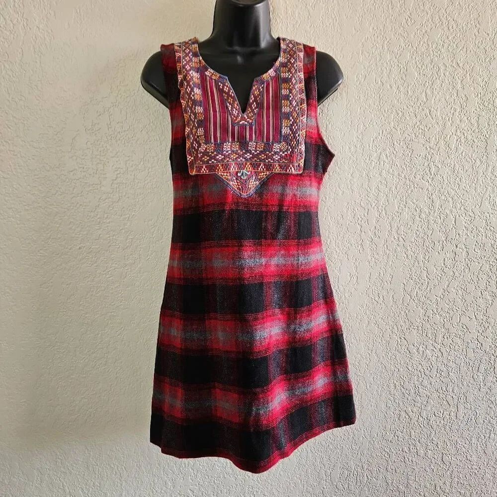 Free People Plaid Embroidered Dress - Picture 2 of 9